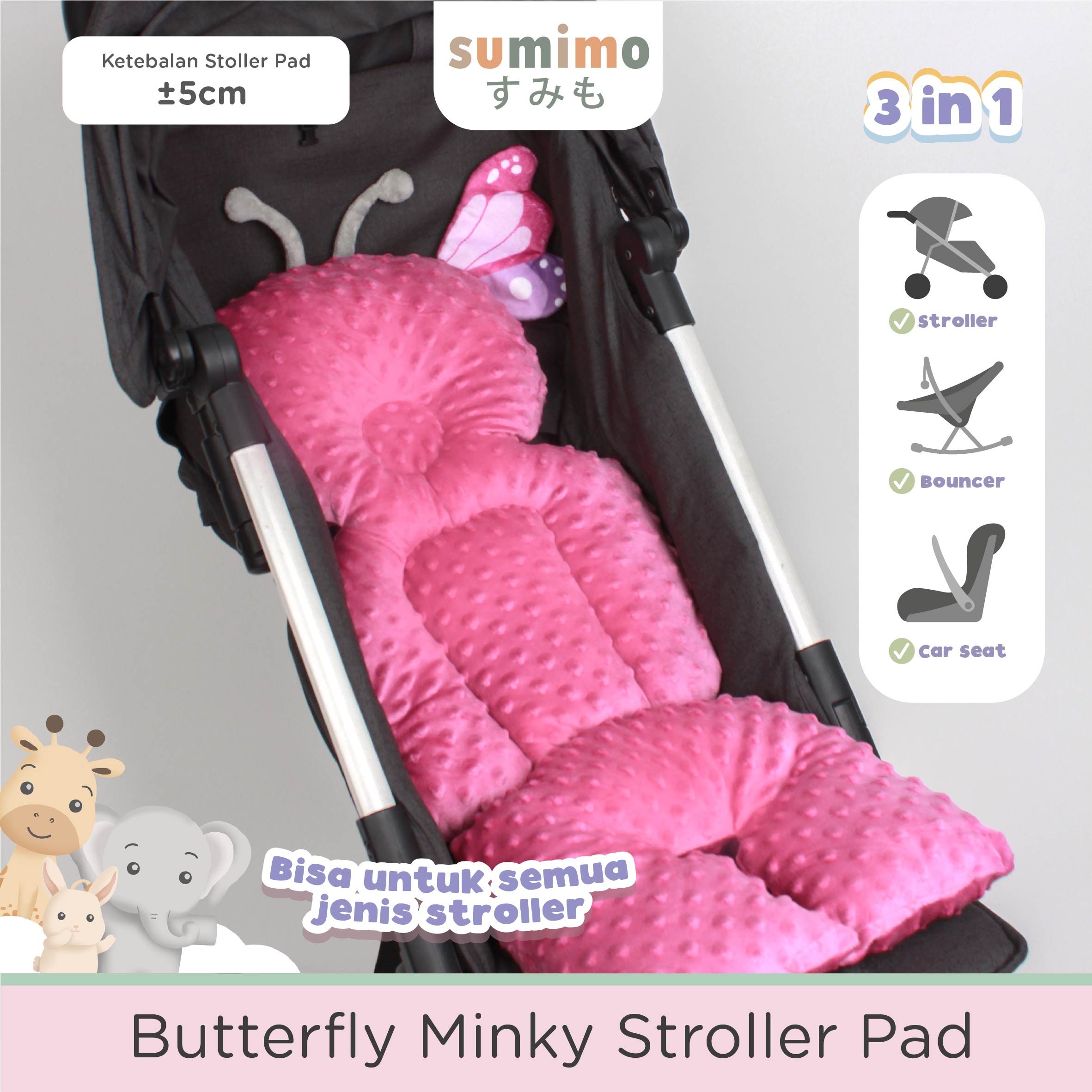Sumimo Butterfly Minky Stroller Pad foto 2